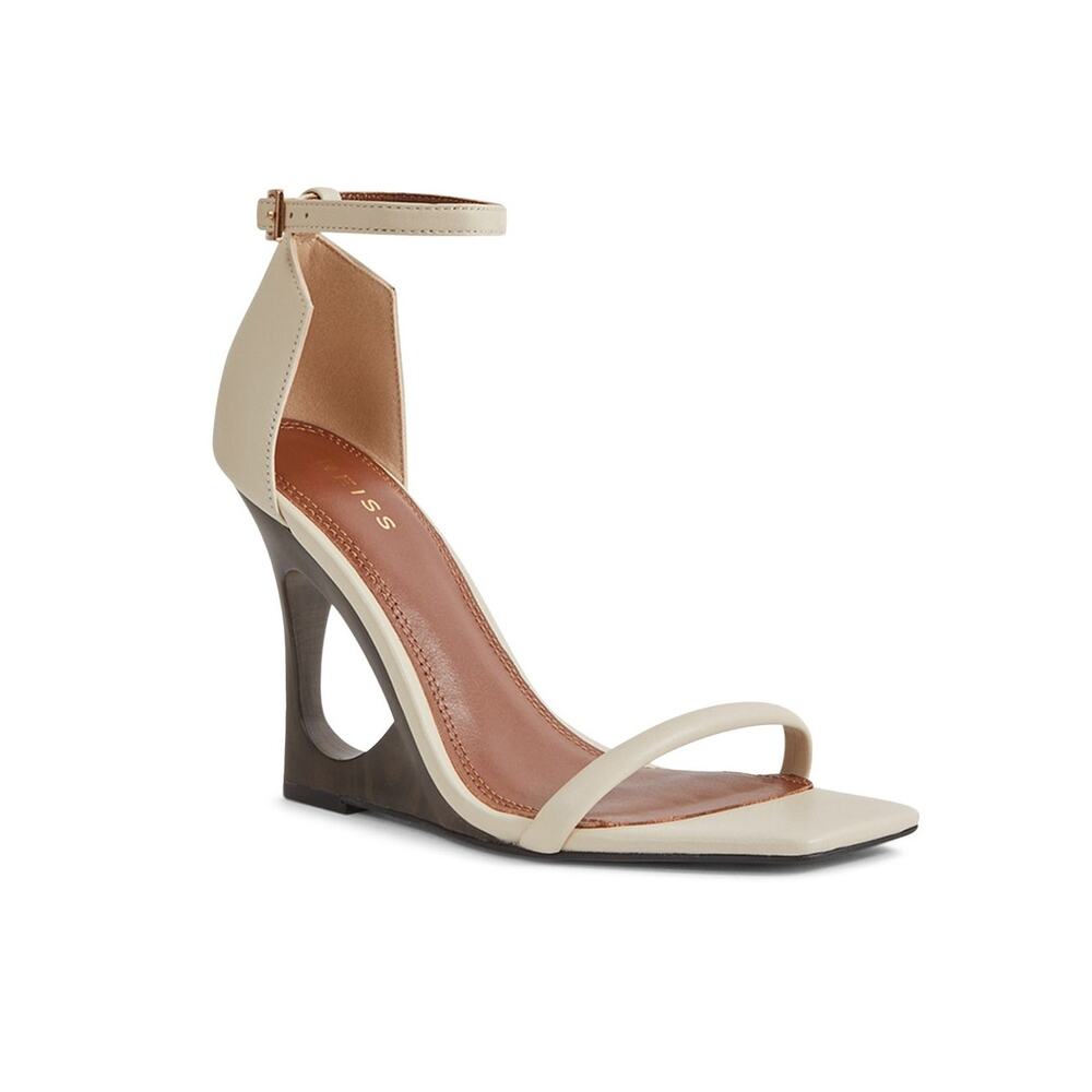 Reiss Sculptural Cream Cora Wedge Sandals Size 36